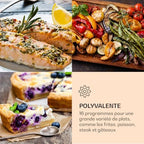 KLARSTEIN AeroVital Cube Chef   Friteuse sans huile, Air fryer, 1700 W, technologie DuoHeating, volume de 14L, 16 programmes, écran tactile, durée: environ 10h, thermostat: 50 220 °C, Inox, Noir : Cuisine et Maison