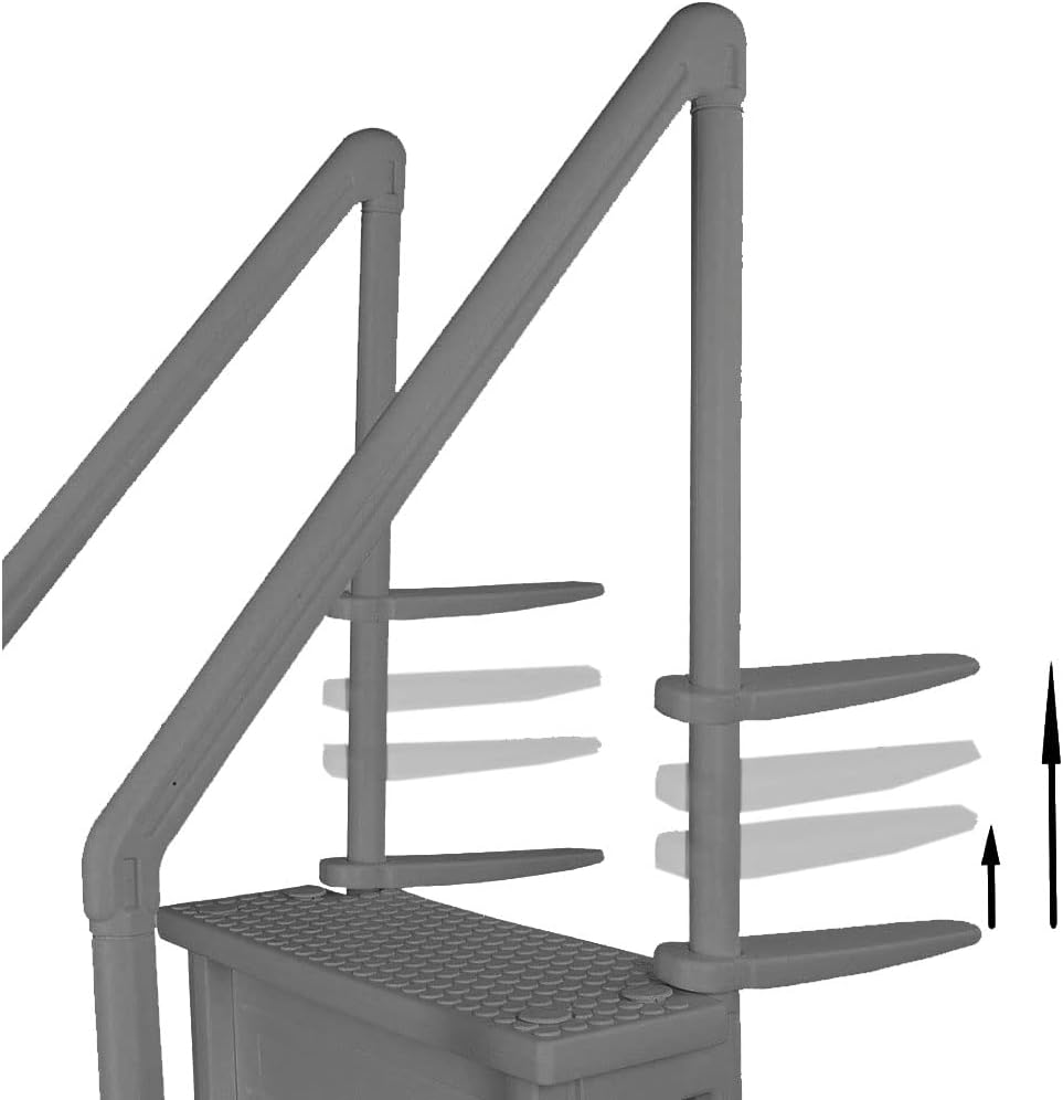 Marches antidérapantes Aqua Select pour piscines hors sol | Bleues | Pour piscines hors sol | Installation possible sur des terrasses de 122 à 137 cm de hauteur | Échelle de sécurité supportant jusqu'à 113 kg