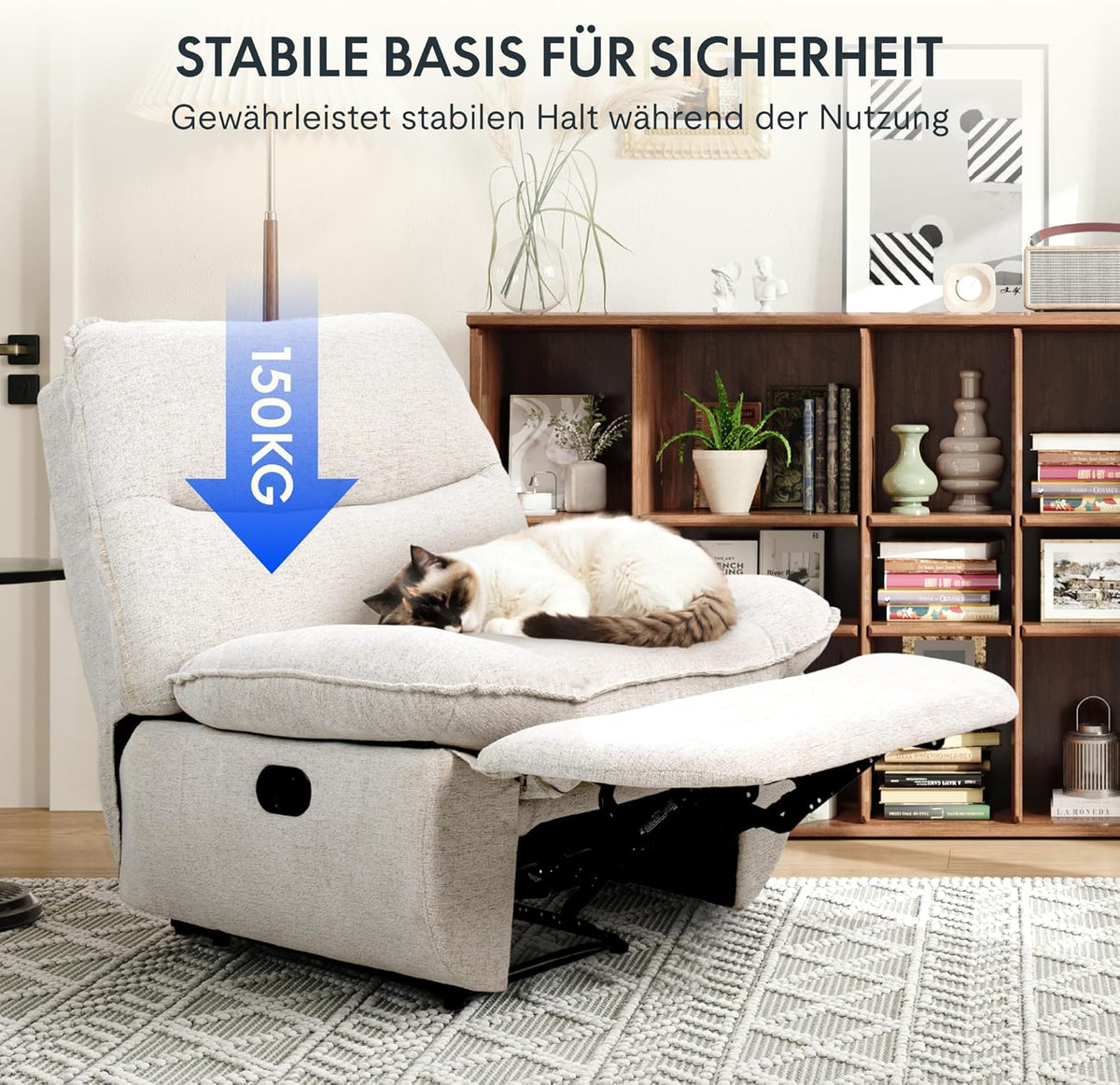 Fauteuil inclinable FLEXISPOT XC6, canapé pivotant à bascule, fauteuil TV avec dossier réglable, fauteuil inclinable pour chambre, salon et home cinéma (beige)