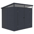 Abri de jardin en métal moderne à toit monopente avec bandeau lumineux – double porte verrouillable – gris anthracite