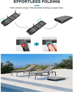 Chaise longue de jardin pliante en aluminium, sans montage, avec dossier réglable 5 positions, idéale pour terrasse, piscine et plage – Noir
