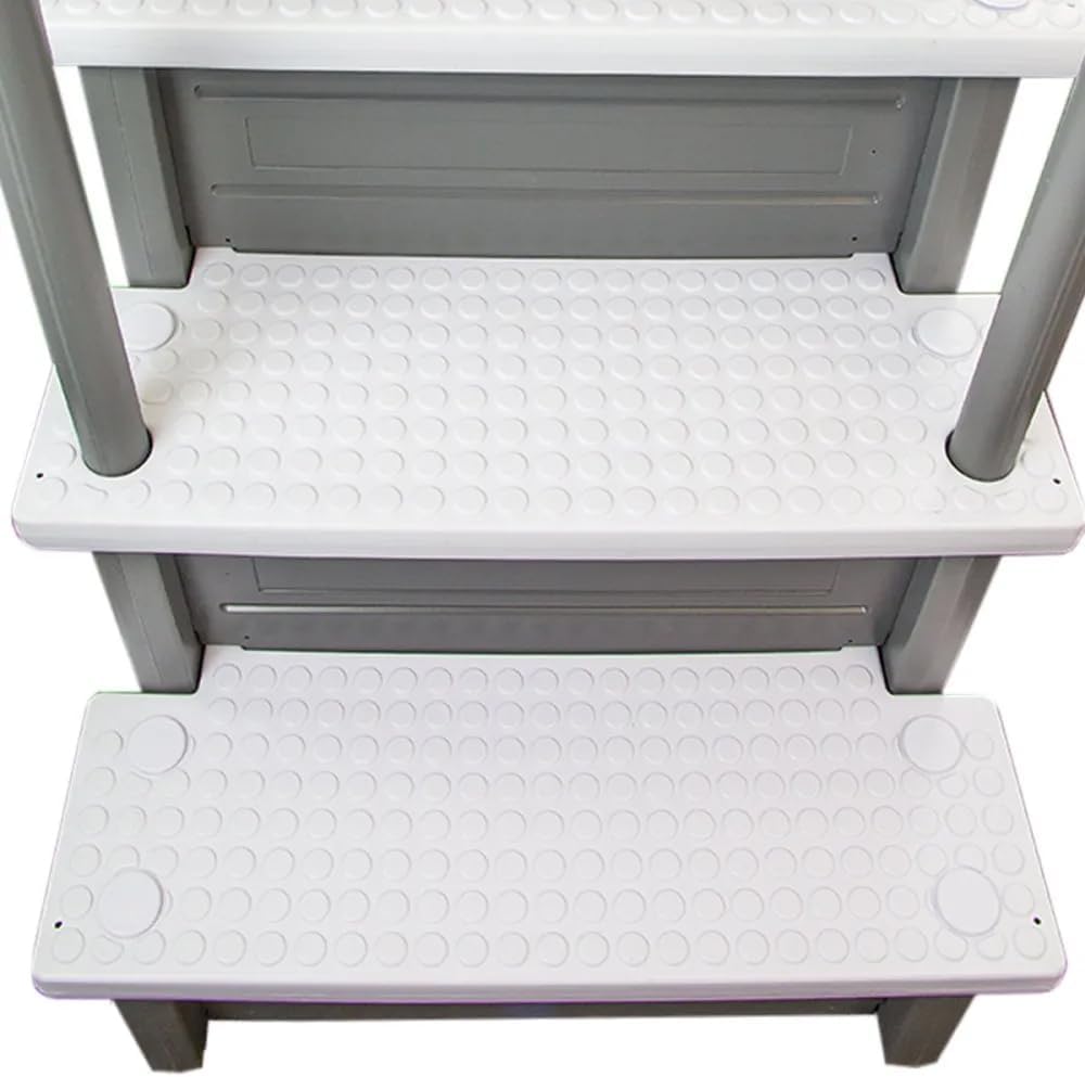 Échelle antidérapante pour piscines hors sol | Grise | Pour piscines hors sol avec une hauteur de terrasse de 122 à 137 cm | Échelle de sécurité supportant jusqu'à 136 kg