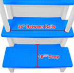 Marches antidérapantes Aqua Select pour piscines hors sol | Bleues | Pour piscines hors sol | Installation possible sur des terrasses de 122 à 137 cm de hauteur | Échelle de sécurité supportant jusqu'à 113 kg
