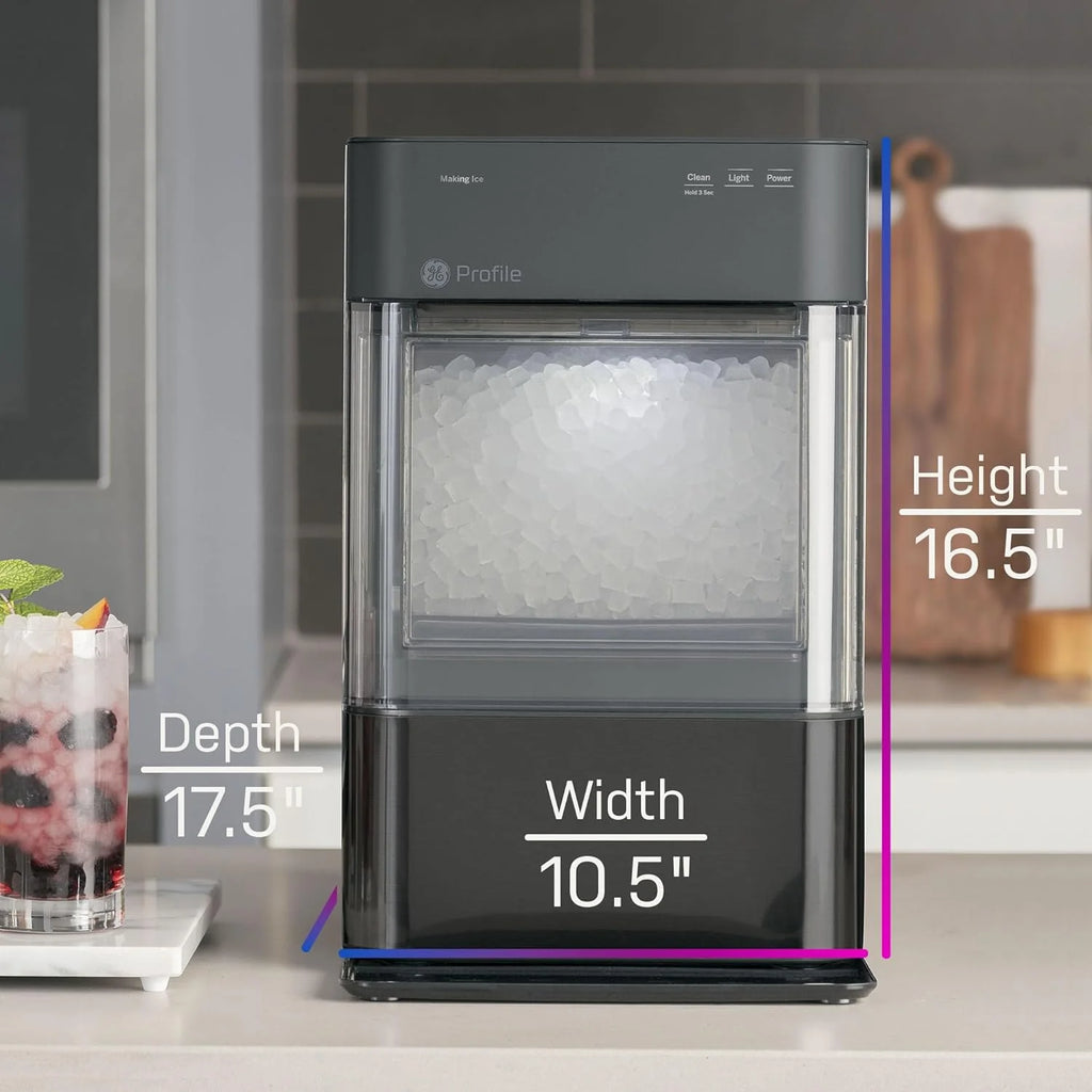 Machine à glaçons GE Profile Opal 2.0 (2025) – Format pépites, trémie de 2,8 litres (0,75 gallon). Acier inoxydable.