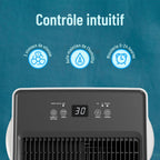 Noaton Déshumidificateur Portable Silencieux, 24L/jour, Minuterie 24h, Réservoir 5,5L, Drainage Continu, avec Dégivrage Automatique, Efficace pour Pièces jusqu'à 45 m², Afficher, Anti Moisissure