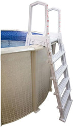 Échelle antidérapante pour piscines hors sol | Grise | Pour piscines hors sol avec une hauteur de terrasse de 122 à 137 cm | Échelle de sécurité supportant jusqu'à 136 kg