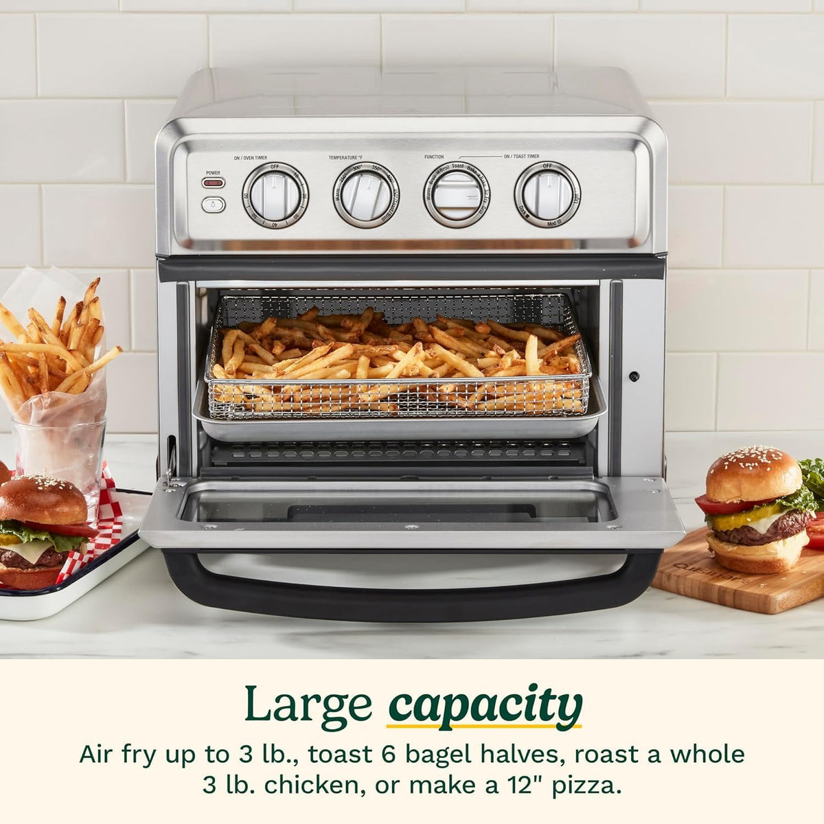 CUISINART Air Fryer + Convection Toaster Oven, 8-1 Oven with Bake, Grill, Broil & Warm Options, Stainless Steel, TOA-70