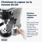 De'Longhi Dedica Style EC685.W, Machine à Café à Pompe en Acier Inoxydable Pour Café Moulu ou Dosettes, Machine à Espresso et Cappuccino, Réservoir de 1,3L, Système Anti-goutte, Blanc