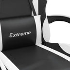 Chaise de jeu 2025 avec repose-pieds pivotant, similicuir noir et blanc V8635