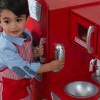Cuisine jouet vintage en bois rouge KidKraft avec téléphone jouet