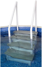 Échelle antidérapante pour piscines hors sol | Grise | Pour piscines hors sol avec une hauteur de terrasse de 122 à 137 cm | Échelle de sécurité supportant jusqu'à 136 kg