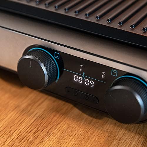 Cecotec Grill électrique Rock’nGrill Smart. Système de réglage de la puissance, du temps et de la température de 2000 W, ouverture à 180 °, plaques amovibles allant au lave vaisselle : Cuisine et Maison