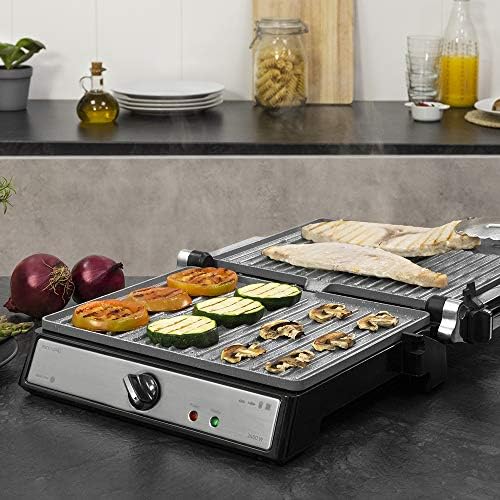 Cecotec Grill électrique Rock’nGrill Smart. Système de réglage de la puissance, du temps et de la température de 2000 W, ouverture à 180 °, plaques amovibles allant au lave vaisselle : Cuisine et Maison