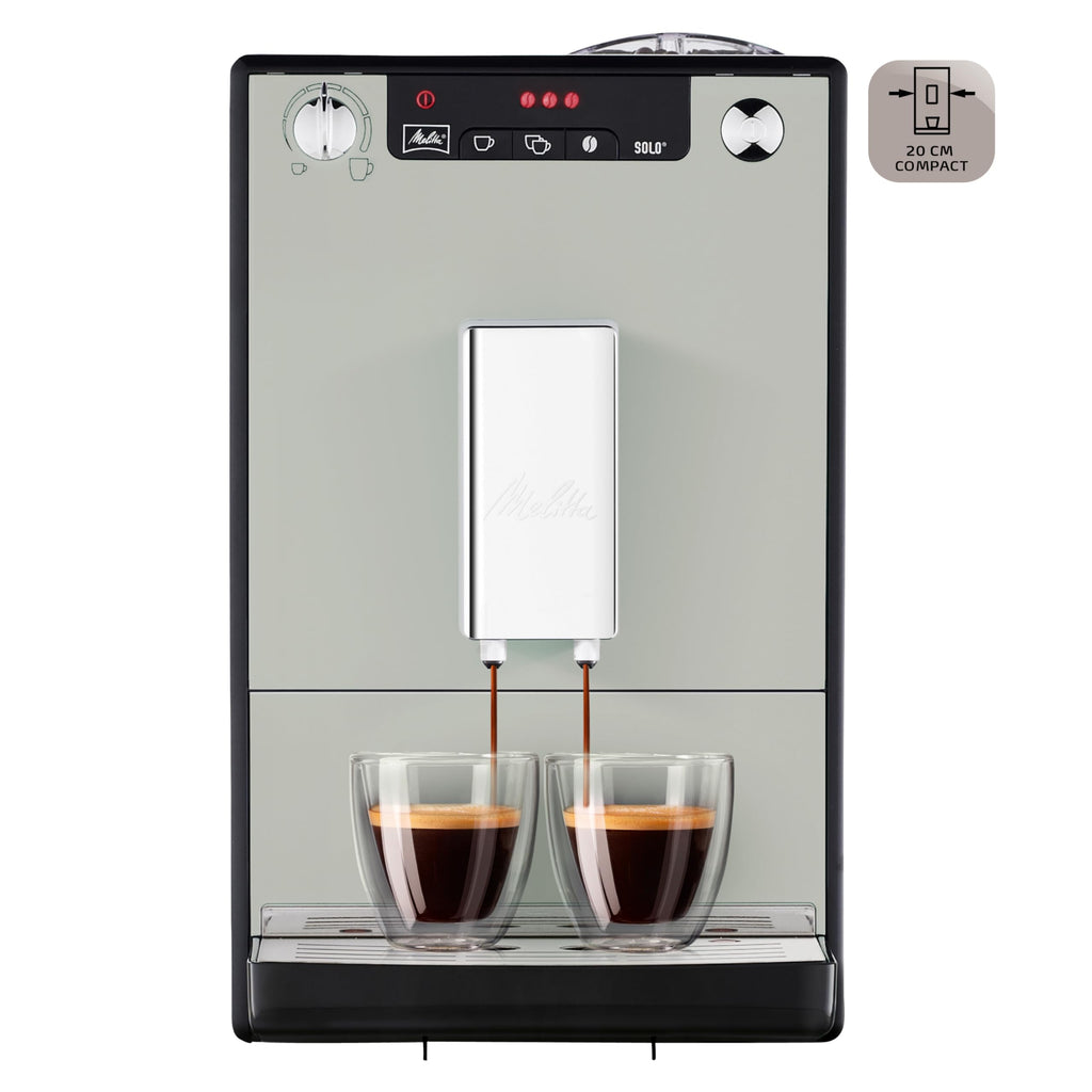 Melitta Solo Sandy Grey, Machine à Café à Grains avec Broyeur et Système d'Extraction des Arômes, Affichage LED, Mode 1 à 2 Tasses, Expresso, Automati