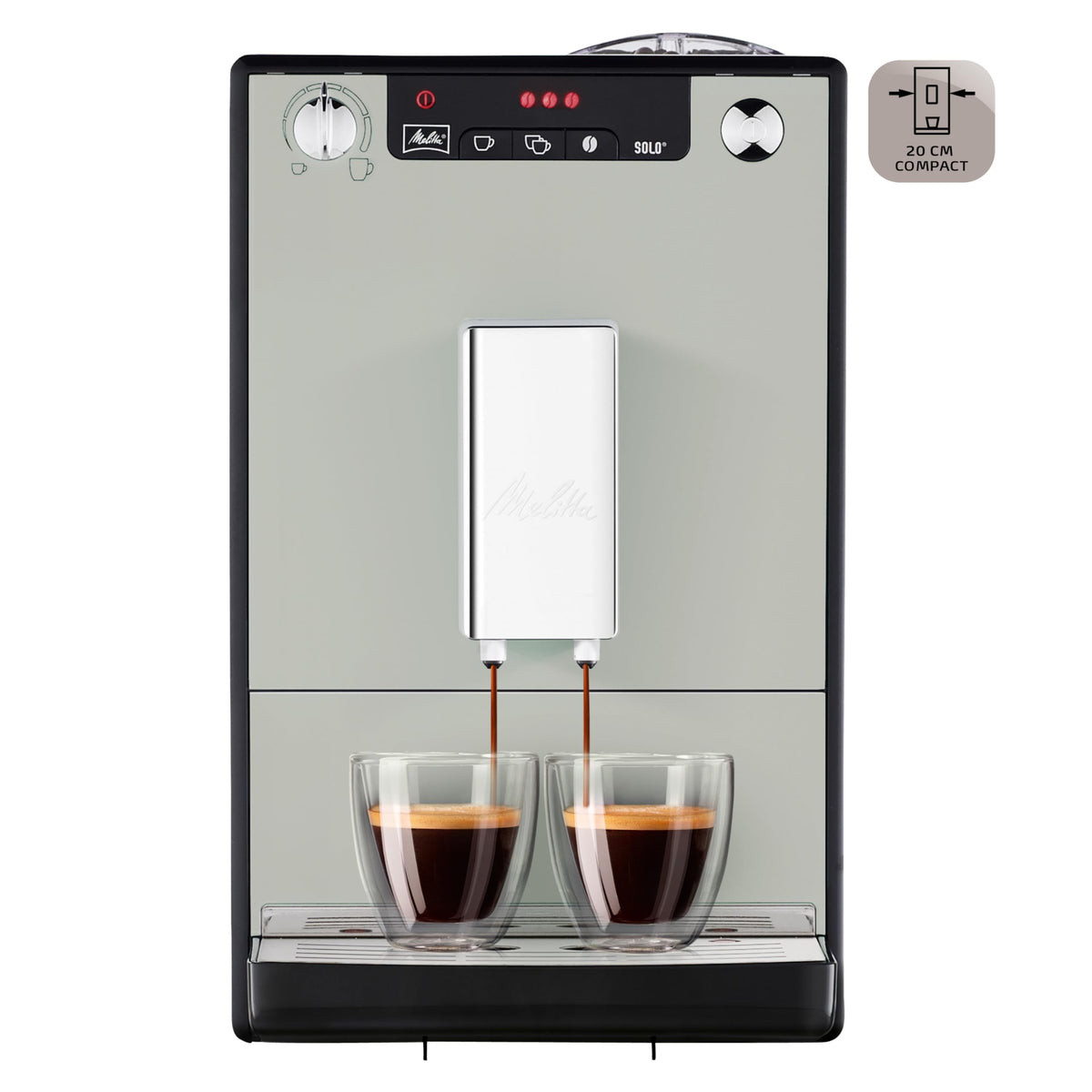 Melitta Solo Sandy Grey, Machine à Café à Grains avec Broyeur et Système d'Extraction des Arômes, Affichage LED, Mode 1 à 2 Tasses, Expresso, Automati