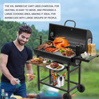 TEENO Chariot à Barbecue de Bois,Grill XXL à Charbon avec Couvercle, Thermomètre,Tiroir à Cendres,Gants anti-brûlures, Évent Réglable,Grand Barbecue au Charbon de Bois (Upgraded (with chicken grill))
