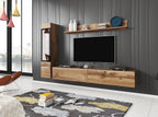 Ensemble de salon Piaski Vera I, éclairage LED en option, couleurs variées (béton/blanc brillant, sans éclairage LED)