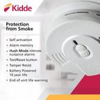 Détecteur de fumée Kidde, batterie 10 ans, voyants LED, alerte de remplacement, bouton de test et de réinitialisation, paquet de 6, blanc