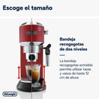Machine à café De'Longhi Dedica - Acier inoxydable, pompe, pour café moulu ou dosettes, expresso et cappuccino, réservoir de 1,3 litre, système anti-gouttes, modèle EC685.M, couleur métal