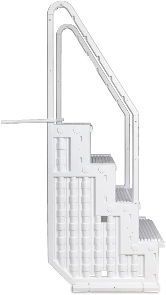 Marches antidérapantes Aqua Select pour piscines hors sol | Bleues | Pour piscines hors sol | Installation possible sur des terrasses de 122 à 137 cm de hauteur | Échelle de sécurité supportant jusqu'à 113 kg
