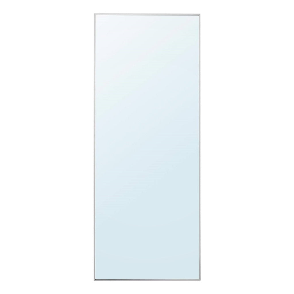 Miroir mural rectangulaire plein pied, cadre fin en métal argenté