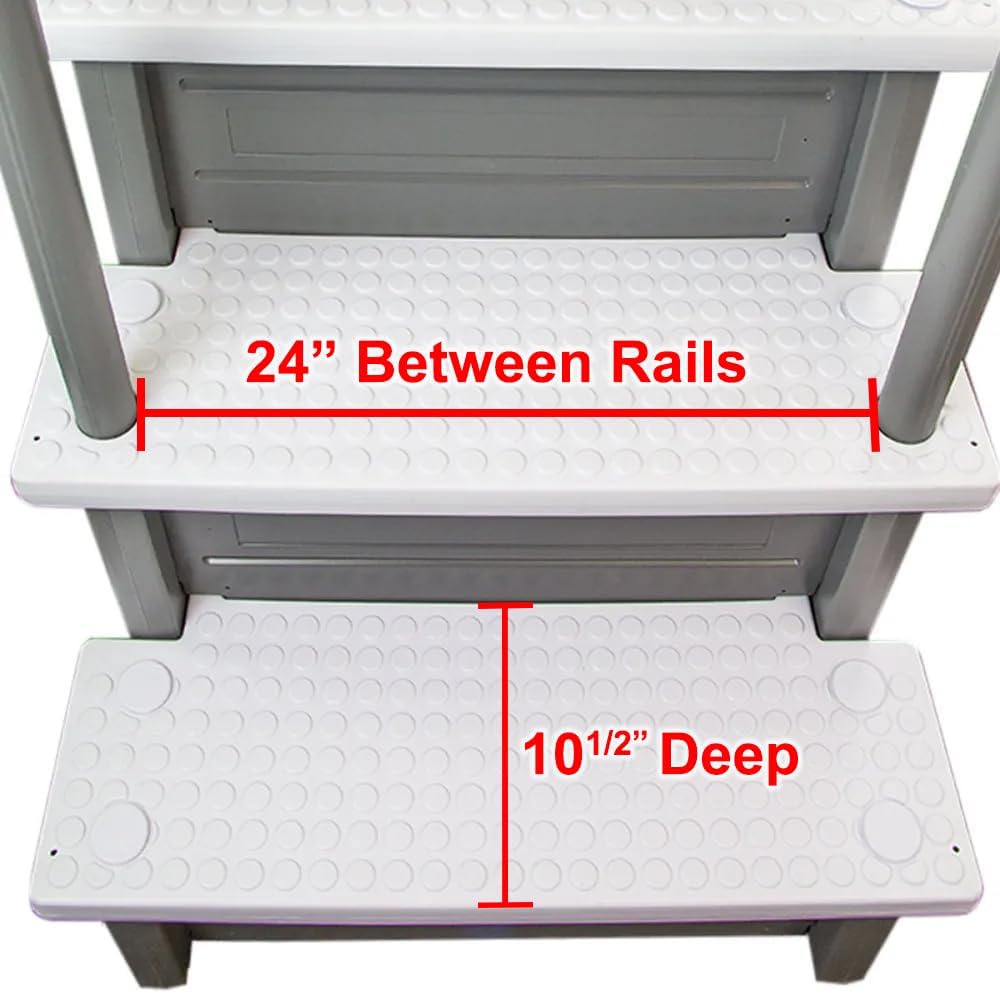 Marches antidérapantes Aqua Select pour piscines hors sol | Bleues | Pour piscines hors sol | Installation possible sur des terrasses de 122 à 137 cm de hauteur | Échelle de sécurité supportant jusqu'à 113 kg