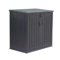 Armoire de rangement extérieure en résine PP gris foncé, double porte avec toit étanche