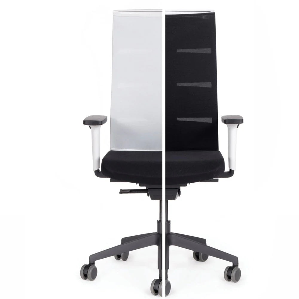 Fauteuil de bureau ergonomique Agilis Matrix MT12 à dossier en maille et inclinaison lente, édition spéciale, noir pur (édition 2025).