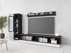 Ensemble de salon Piaski Vera I, éclairage LED en option, couleurs variées (béton/blanc brillant, sans éclairage LED)