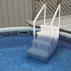Échelle antidérapante pour piscines hors sol | Grise | Pour piscines hors sol avec une hauteur de terrasse de 122 à 137 cm | Échelle de sécurité supportant jusqu'à 136 kg