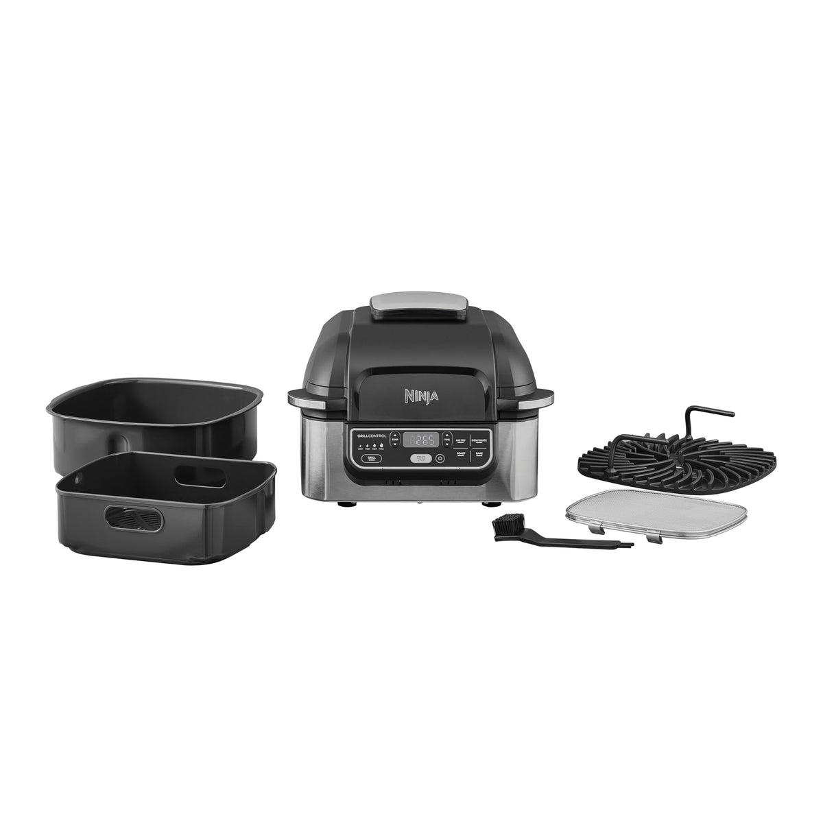 Ninja Foodi Grill & Air Fryer, 5,7L, 5 Fonctions de Cuisson Air Fry, Grille, Cuit, Rotis et bien plus, Pièces Lavables au Lave-vaisselle, Noir/Argent