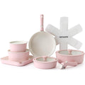 SENSARTE 17 Pièces Lot Poele et Casserole Induction, Revêtement Céramique Antiadhésif, Batterie de Cuisine avec Couvercle, Poignées Amovibles，Empilable, Compatible Lave-vaisselle, Sans PFOA et PFAS : Cuisine et Maison