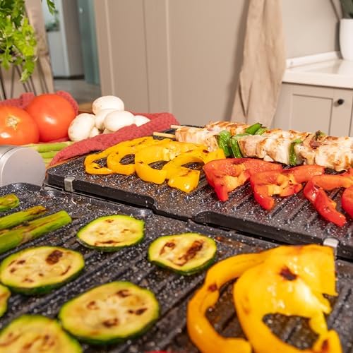 Cecotec Grill électrique Rock’nGrill Smart. Système de réglage de la puissance, du temps et de la température de 2000 W, ouverture à 180 °, plaques amovibles allant au lave vaisselle : Cuisine et Maison