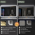 Miroir de salle de bain S'bagno avec éclairage 1200 x 700 mm, IP44, LED, Bluetooth, antibuée, 3 couleurs de lumière (3 000 K, 4 000 K, 6 500 K), intensité variable, mémoire, vertical ou horizontal. Miroirs de salle de bain avec LED.