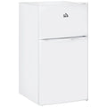 HOMCOM Double Door Mini Fridge with Freezer, 3.2 Cu.Ft Compact Refrigerator with Adjustable Shelf, Adjustable Thermostat(18 W x 19.75 D x 34 H/White)