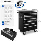 TecTake® Chariot d'atelier Metallique Servante d'atelier Vide Trolley Professionnel 7 Tiroirs spacieux Verrouillables Chariot a Roulette pour Rangement Atelier Garage - Noir : Commerce, Industrie et Science