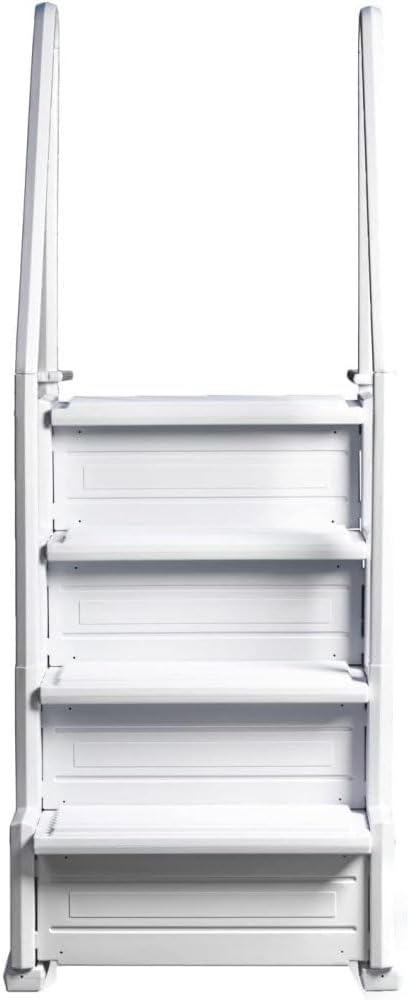 Marches antidérapantes Aqua Select pour piscines hors sol | Bleues | Pour piscines hors sol | Installation possible sur des terrasses de 122 à 137 cm de hauteur | Échelle de sécurité supportant jusqu'à 113 kg