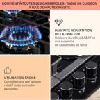 Klarstein Plaque de Cuisson Gaz à 4 Brûleurs en Acier Inoxydable, Table de Cuisson Encastrable à 4 Feux de 8100W, Cuisinières GP