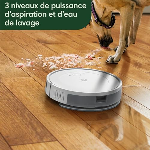 iRobot Roomba Combo Essential (Y0112)   Robot Aspirateur et Laveur Connecté   Efficace et Puissant   Système de Nettoyage en 4 étapes  3 Niveaux d'aspiration   Programmable Via Application ou Voix : Cuisine et Maison