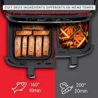 Moulinex air fryer deux compartiments, très grande capacité 11L, 10 personnes, 7 Programmes automatiques, friteuse sans huile, Ecran tactile digital, Dual inox, EZ942BF0, Gris foncé : Cuisine et Maison