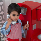 Cuisine jouet vintage en bois rouge KidKraft avec téléphone jouet