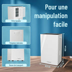 Noaton Déshumidificateur Portable Silencieux, 24L/jour, Minuterie 24h, Réservoir 5,5L, Drainage Continu, avec Dégivrage Automatique, Efficace pour Pièces jusqu'à 45 m², Afficher, Anti Moisissure