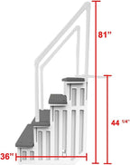 Échelle antidérapante pour piscines hors sol | Grise | Pour piscines hors sol avec une hauteur de terrasse de 122 à 137 cm | Échelle de sécurité supportant jusqu'à 136 kg
