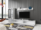 Ensemble de salon Piaski Vera I, éclairage LED en option, couleurs variées (béton/blanc brillant, sans éclairage LED)