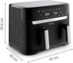 Moulinex air fryer deux compartiments, très grande capacité 11L, 10 personnes, 7 Programmes automatiques, friteuse sans huile, Ecran tactile digital, Dual inox, EZ942BF0, Gris foncé : Cuisine et Maison