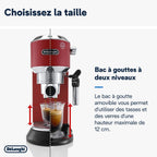 De'Longhi Dedica Style EC685.W, Machine à Café à Pompe en Acier Inoxydable Pour Café Moulu ou Dosettes, Machine à Espresso et Cappuccino, Réservoir de 1,3L, Système Anti-goutte, Blanc