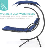 Chaise longue suspendue d'extérieur Best Choice Products – Fauteuil à bascule incurvé en acier avec coussin intégré et auvent amovible – Gris anthracite