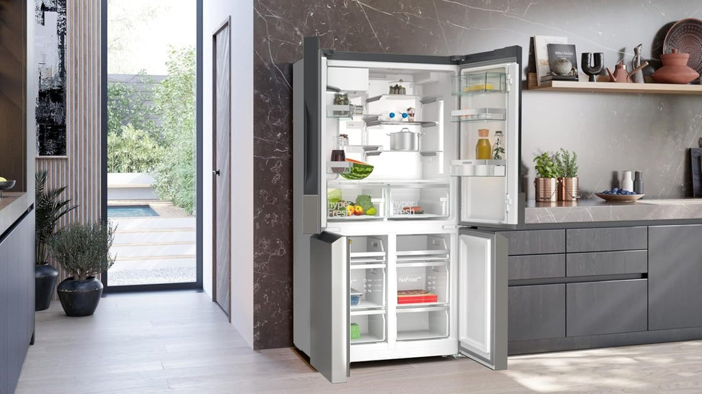 SIEMENS KF96NVPEA iQ300 Multi-Door-Kühlschrank, 183 x 91 cm, 405 L Kühlen & 200 L Gefrieren, hyperFresh längere Frische, noFrost nie wieder abtauen, superCooling schnellere Kühlung