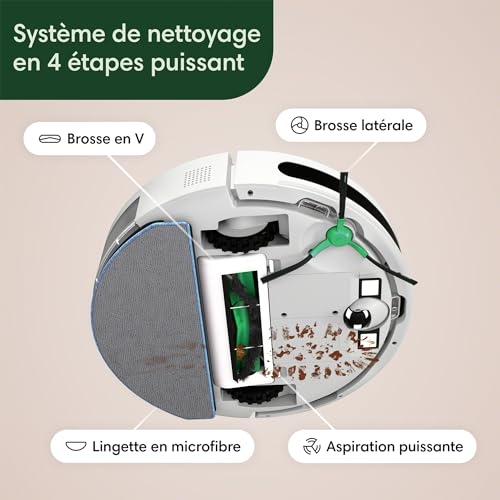 iRobot Roomba Combo Essential (Y0112)   Robot Aspirateur et Laveur Connecté   Efficace et Puissant   Système de Nettoyage en 4 étapes  3 Niveaux d'aspiration   Programmable Via Application ou Voix : Cuisine et Maison