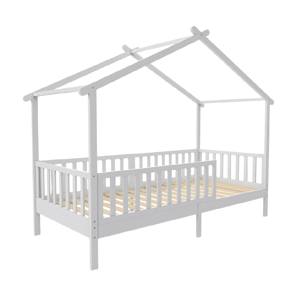 Lit cabane pour enfant en bois blanc — Style scandinave — Sécurité et créativité